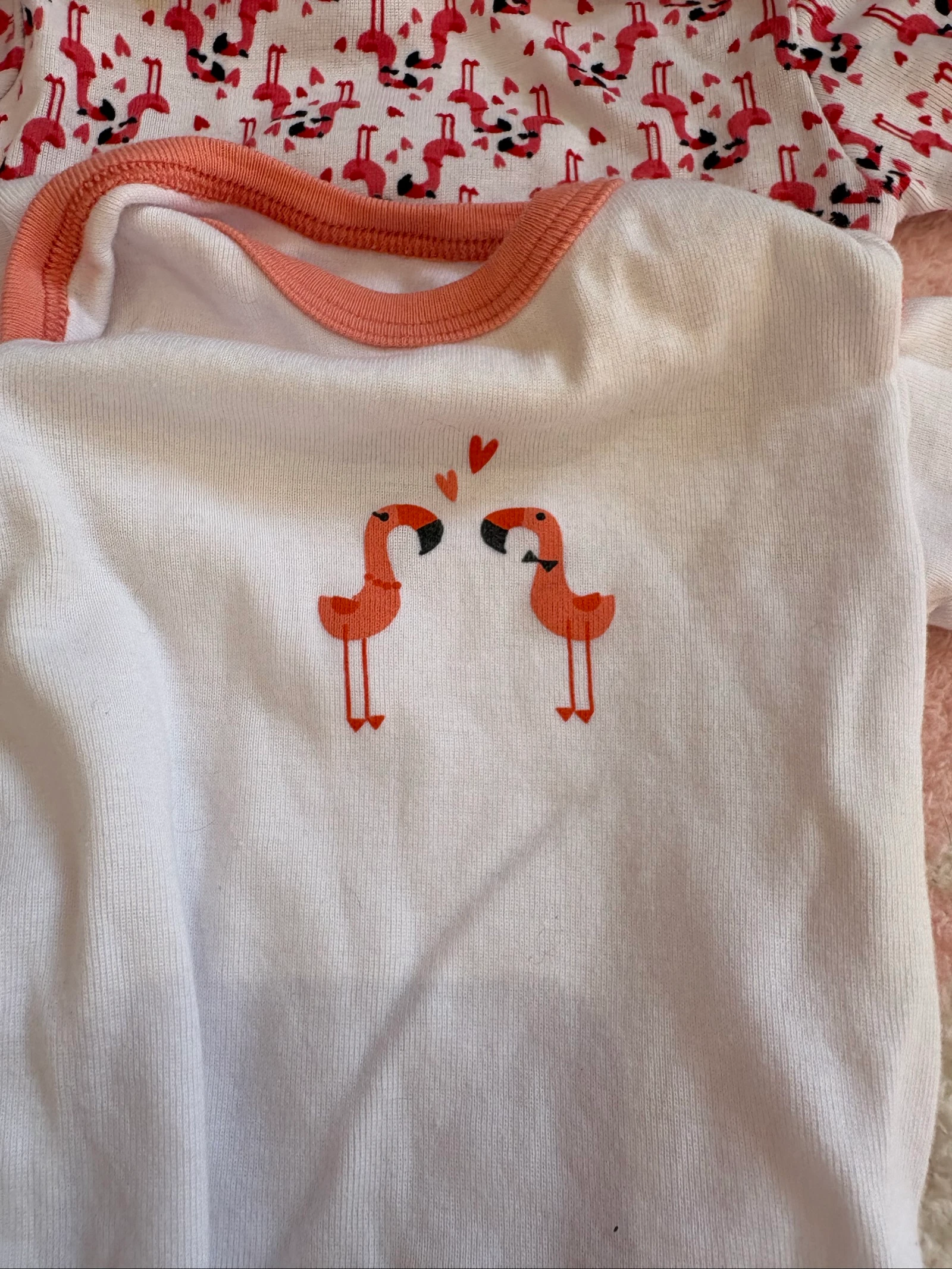 Lot of 4 Orchestra baby girl bodysuits 3 months – Coral & flamingos – photo 3